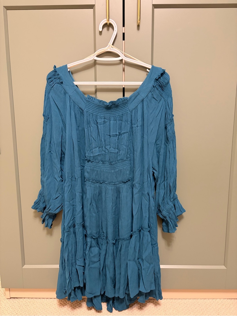 Free People Blue Boho Off-Shoulder Women's Dress